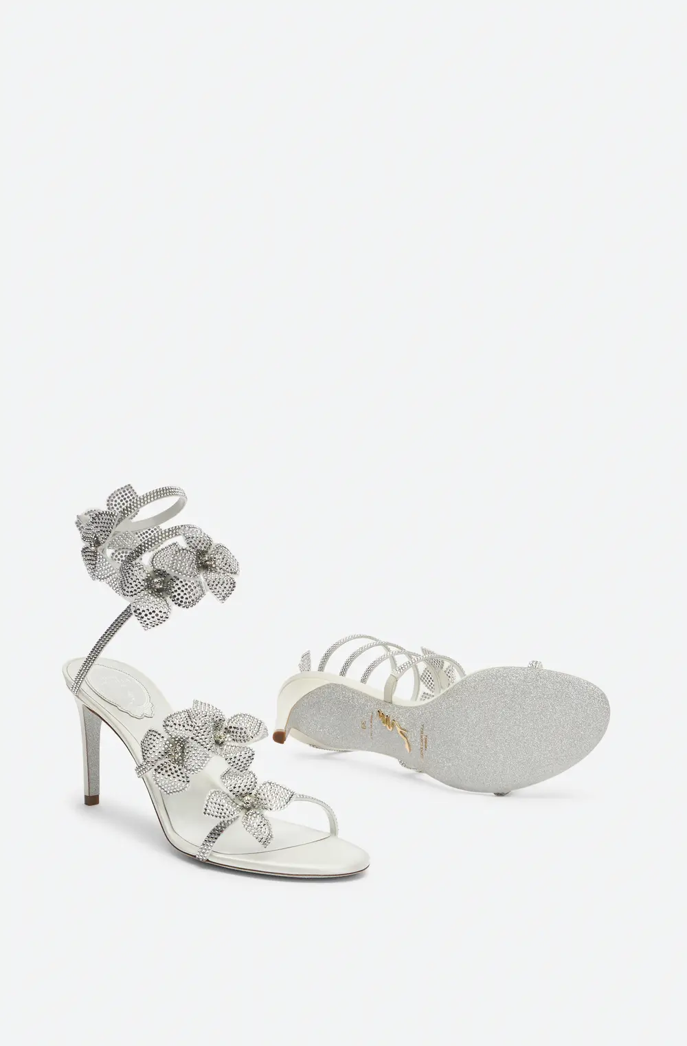 Rene Caovilla Floriane White Sandal 80