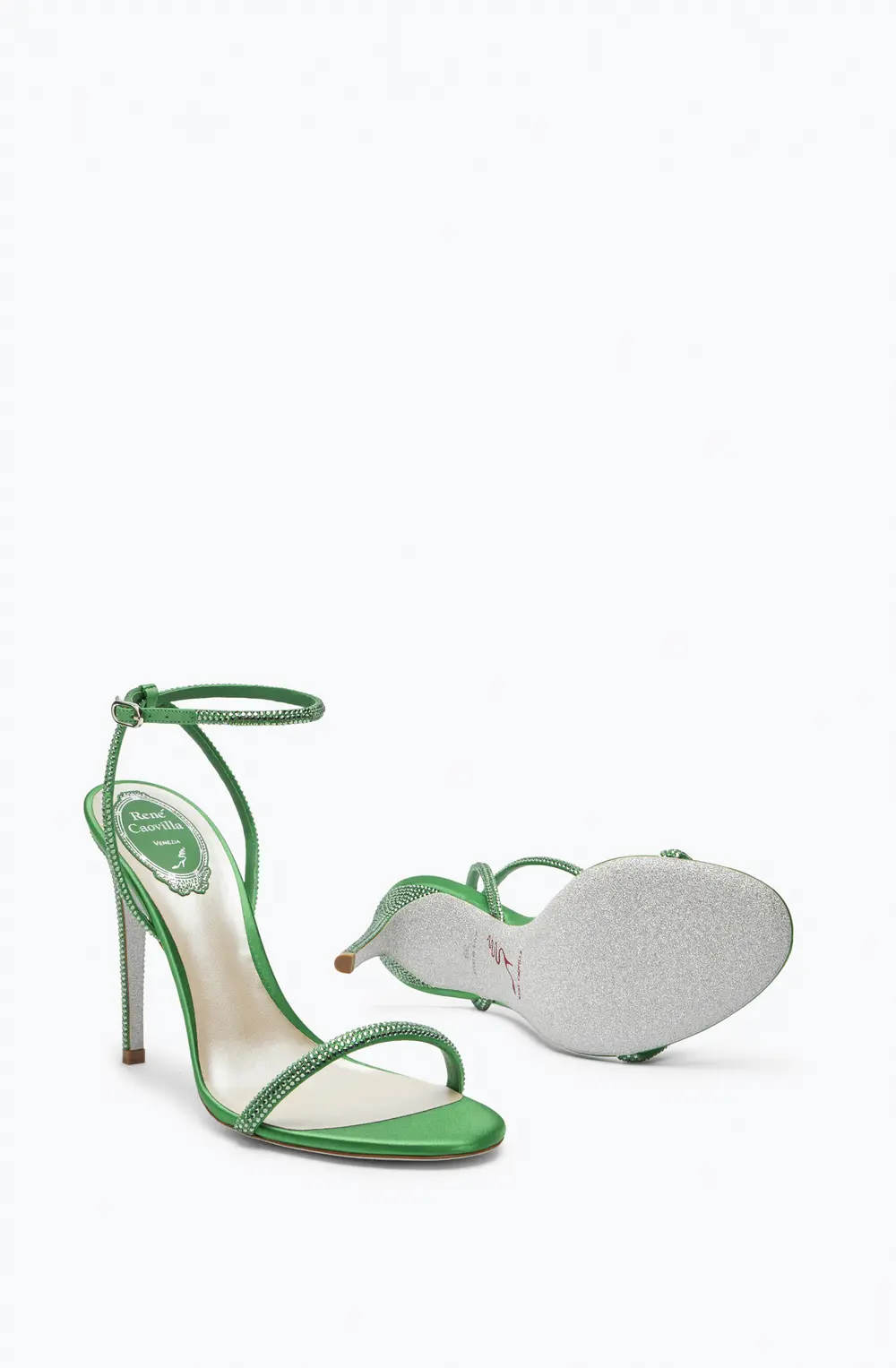 Rene Caovilla Ellabrita Crystal Green Sandal 105