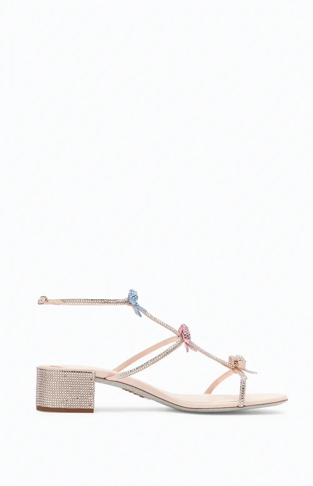 Rene Caovilla Caterina Peach Sandal With Multicolor Crystals 40