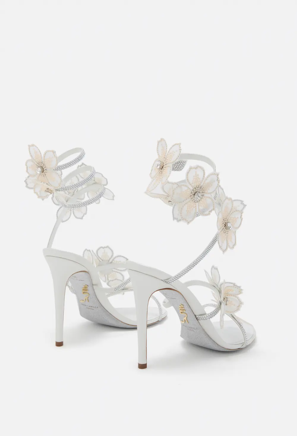 Rene Caovilla PEACH FLOWER IVORY SANDAL 105