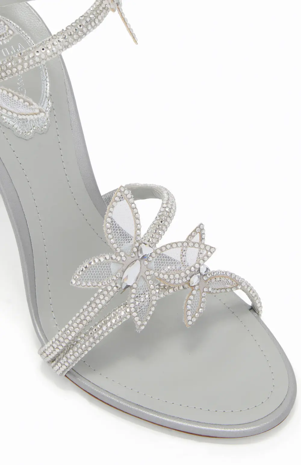 Rene Caovilla MARGOT METALLIC SILVER SANDAL 105