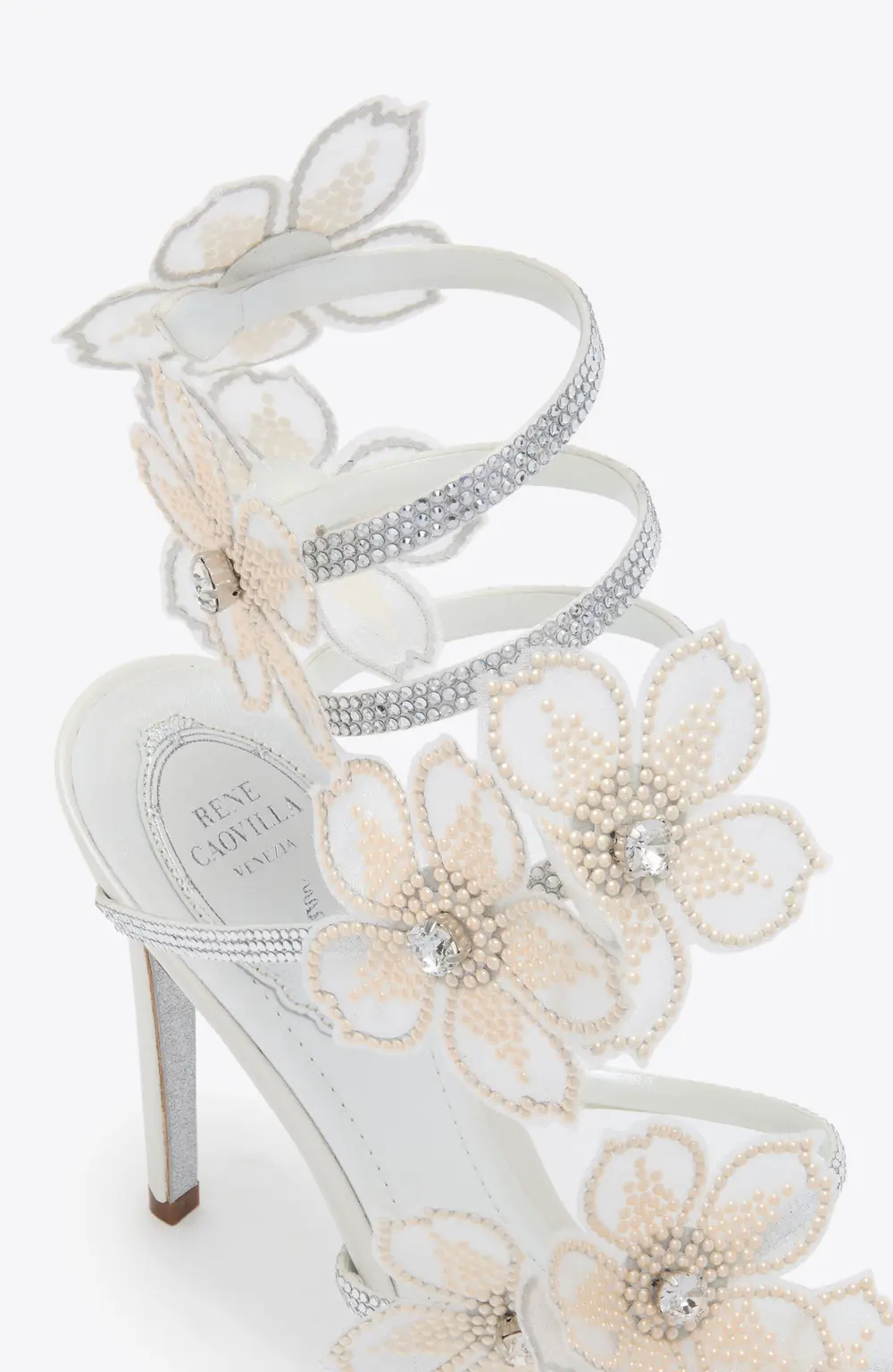 Rene Caovilla PEACH FLOWER IVORY SANDAL 105