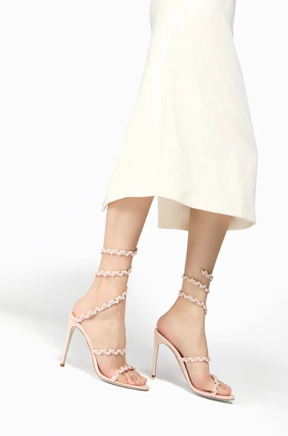 Rene Caovilla GOLDEN POWDER PINK SANDAL 80