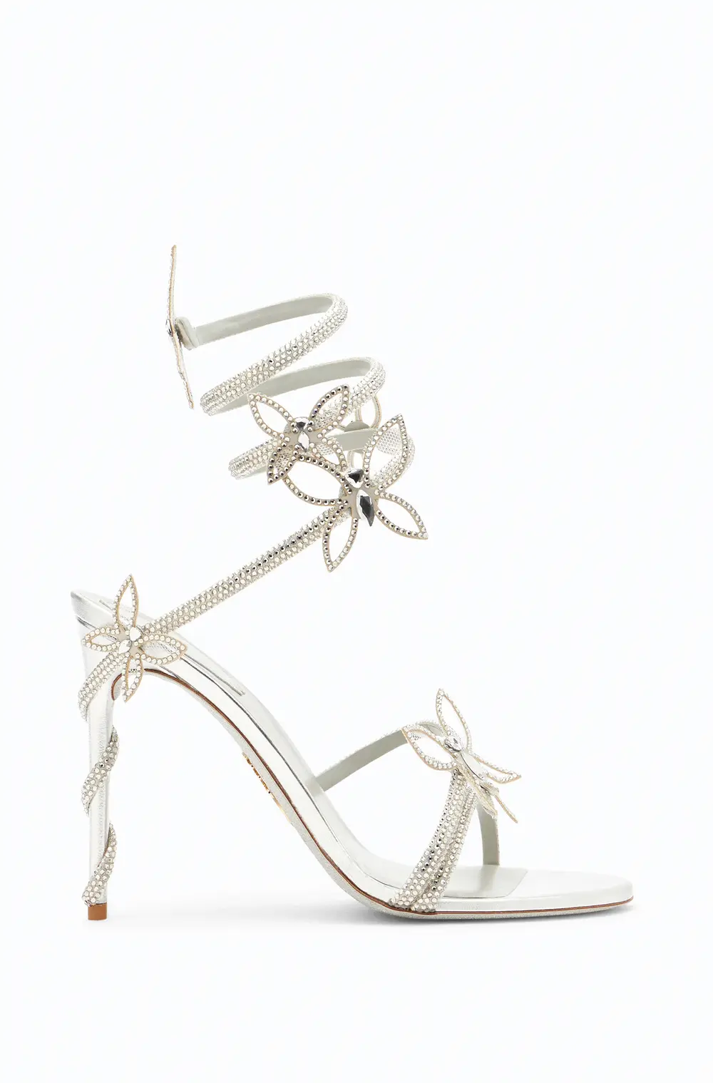 Rene Caovilla Margot Mirrored Gray Sandal With Butterflies 105