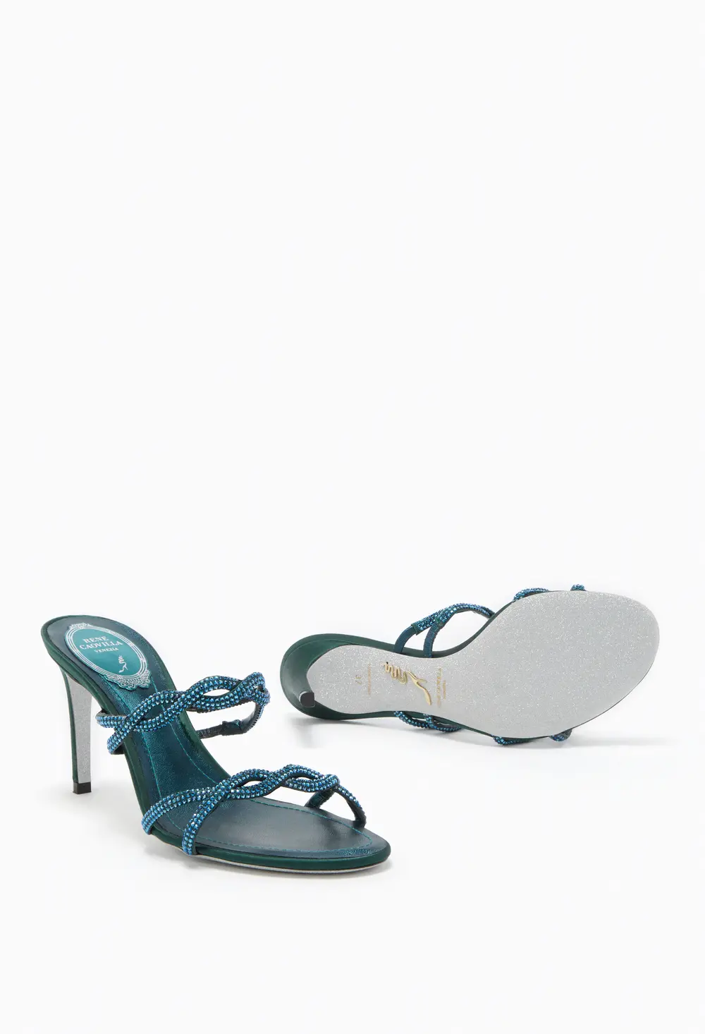 Rene Caovilla BRAID TEAL MULE 80