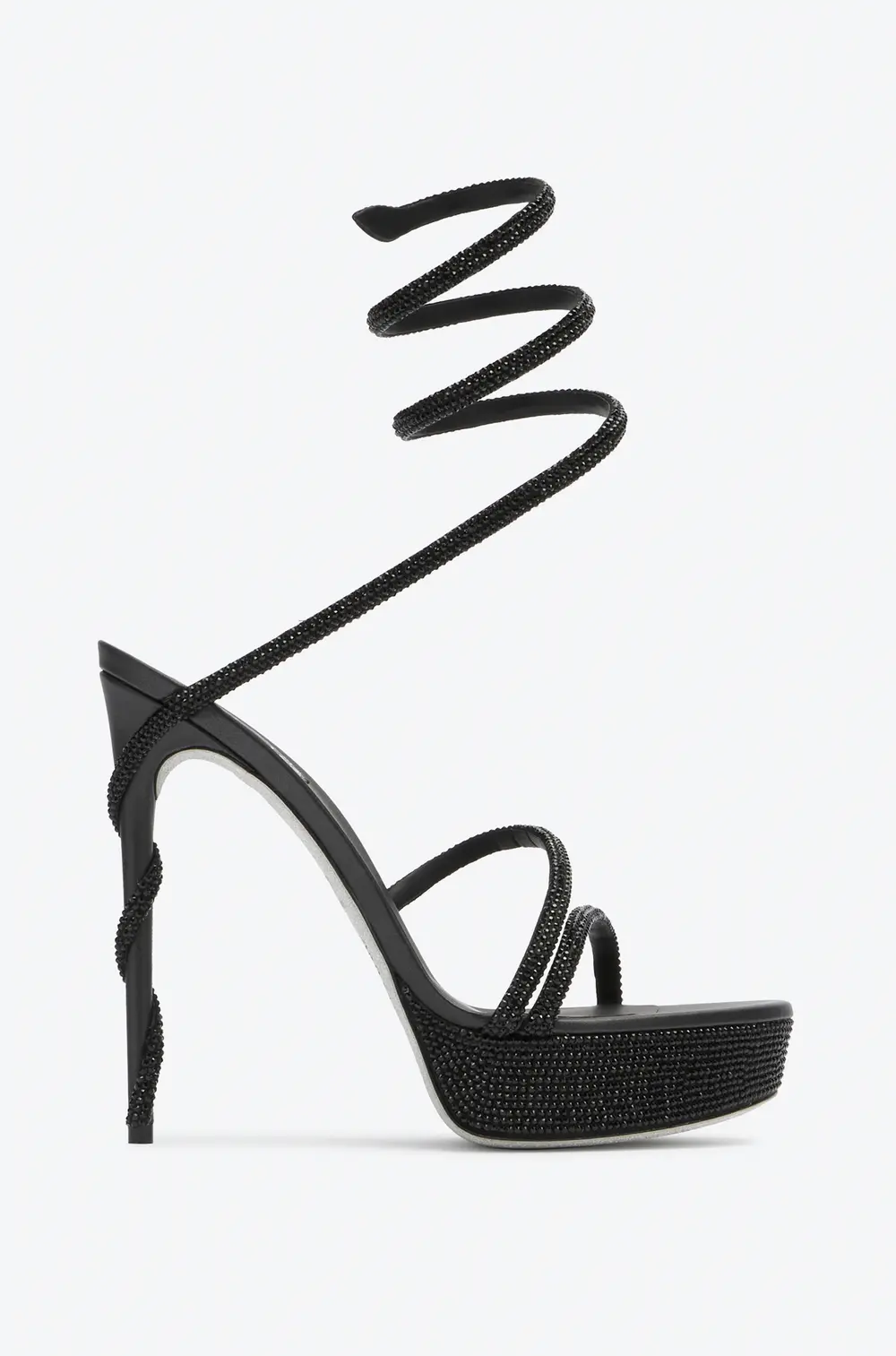 Rene Caovilla MARGOT CRYSTAL BLACK PLATFORM SANDAL 130
