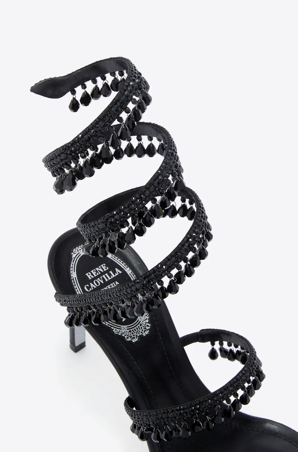 Rene Caovilla CHANDELIER BLACK SANDAL 80