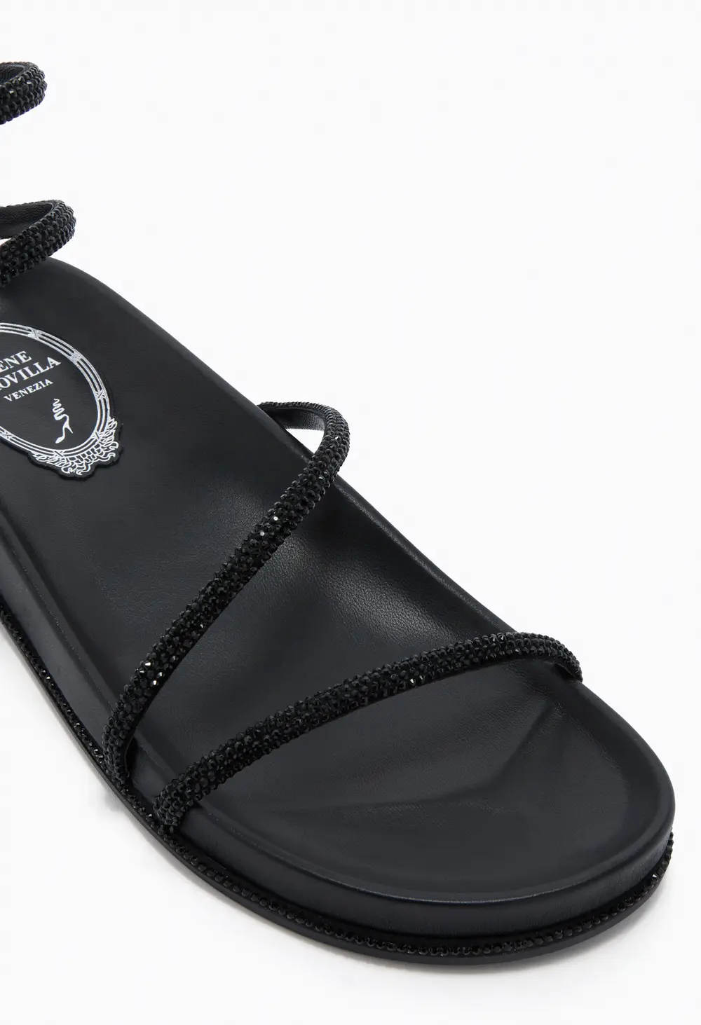 Rene Caovilla GISELE BLACK FLATFORM SANDAL 20