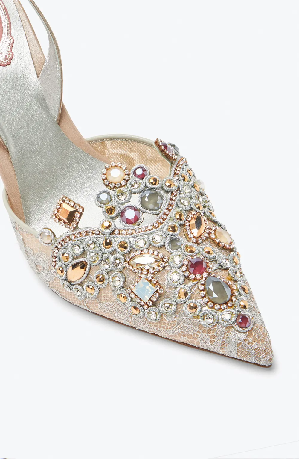 Rene Caovilla Grey Jewel Slingbacks Veneziana