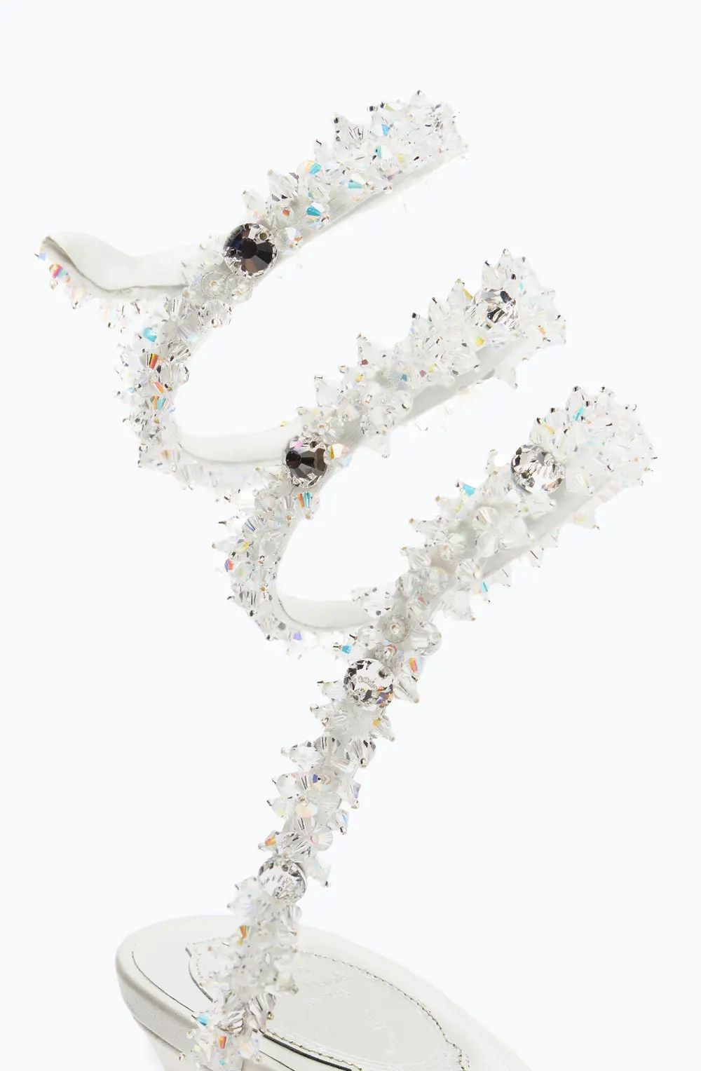 Rene Caovilla Cinderella White Sandal With Serpent 60