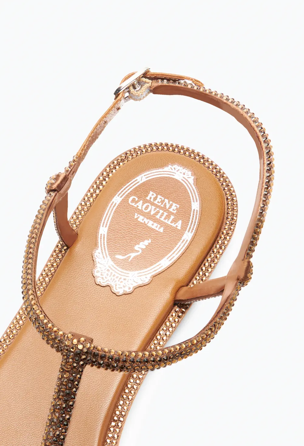 Rene Caovilla DIANA COGNAC SANDAL WITH CRYSTALS 10