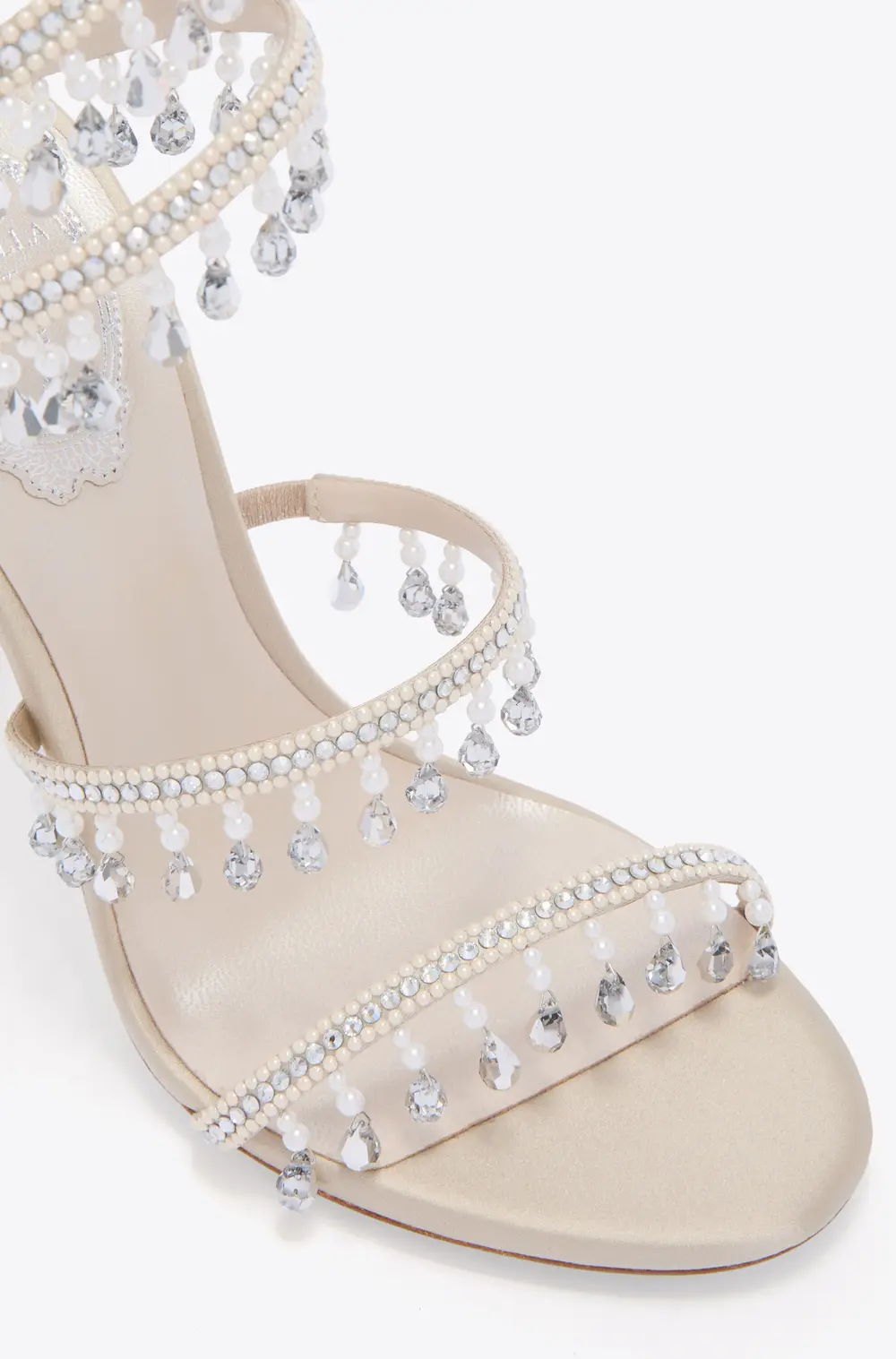 Rene Caovilla CHANDELIER BEIGE SANDAL WITH PEARLS 105