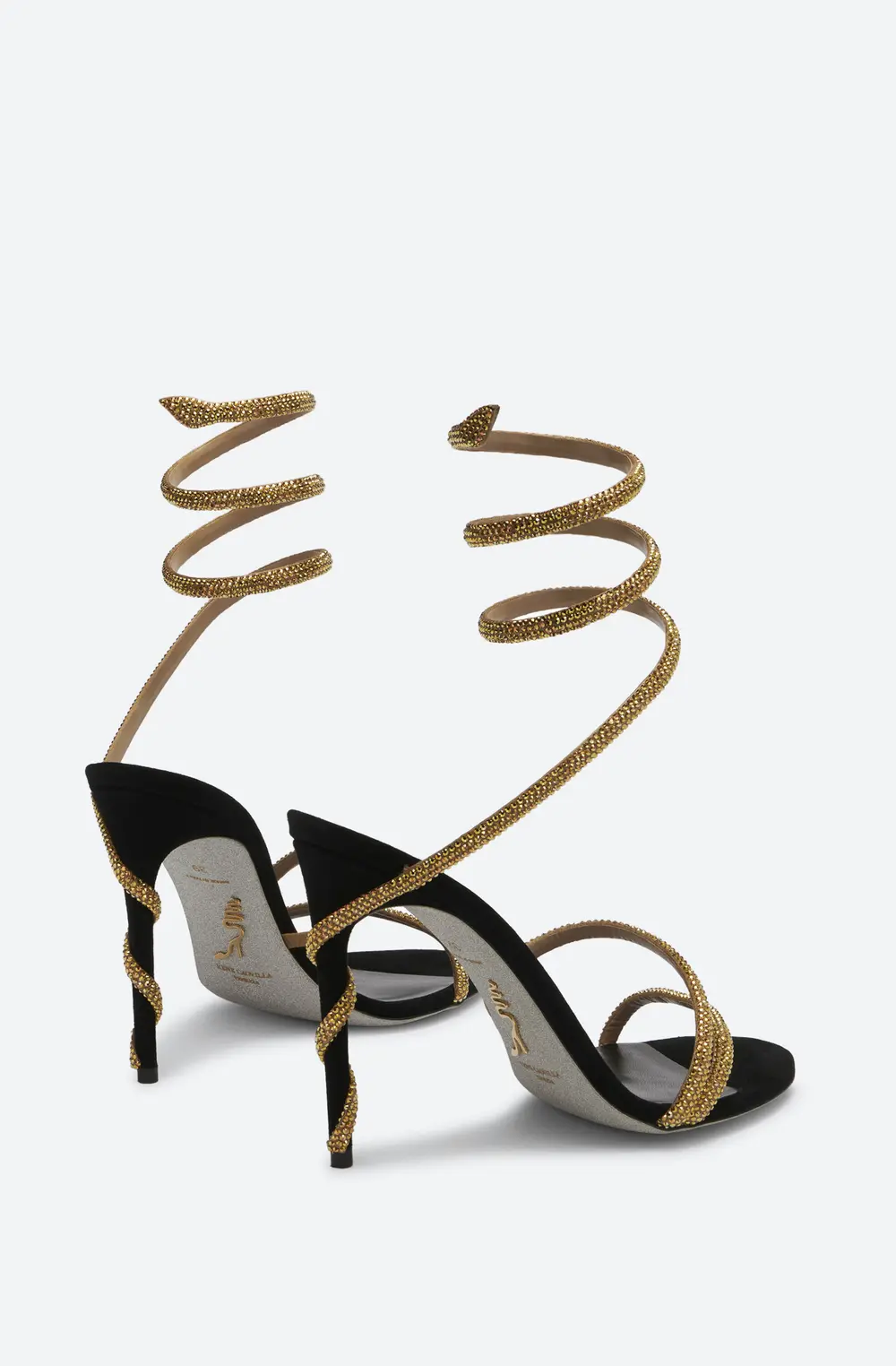 Rene Caovilla MARGOT BLACK JEWEL SANDALS SNAKE