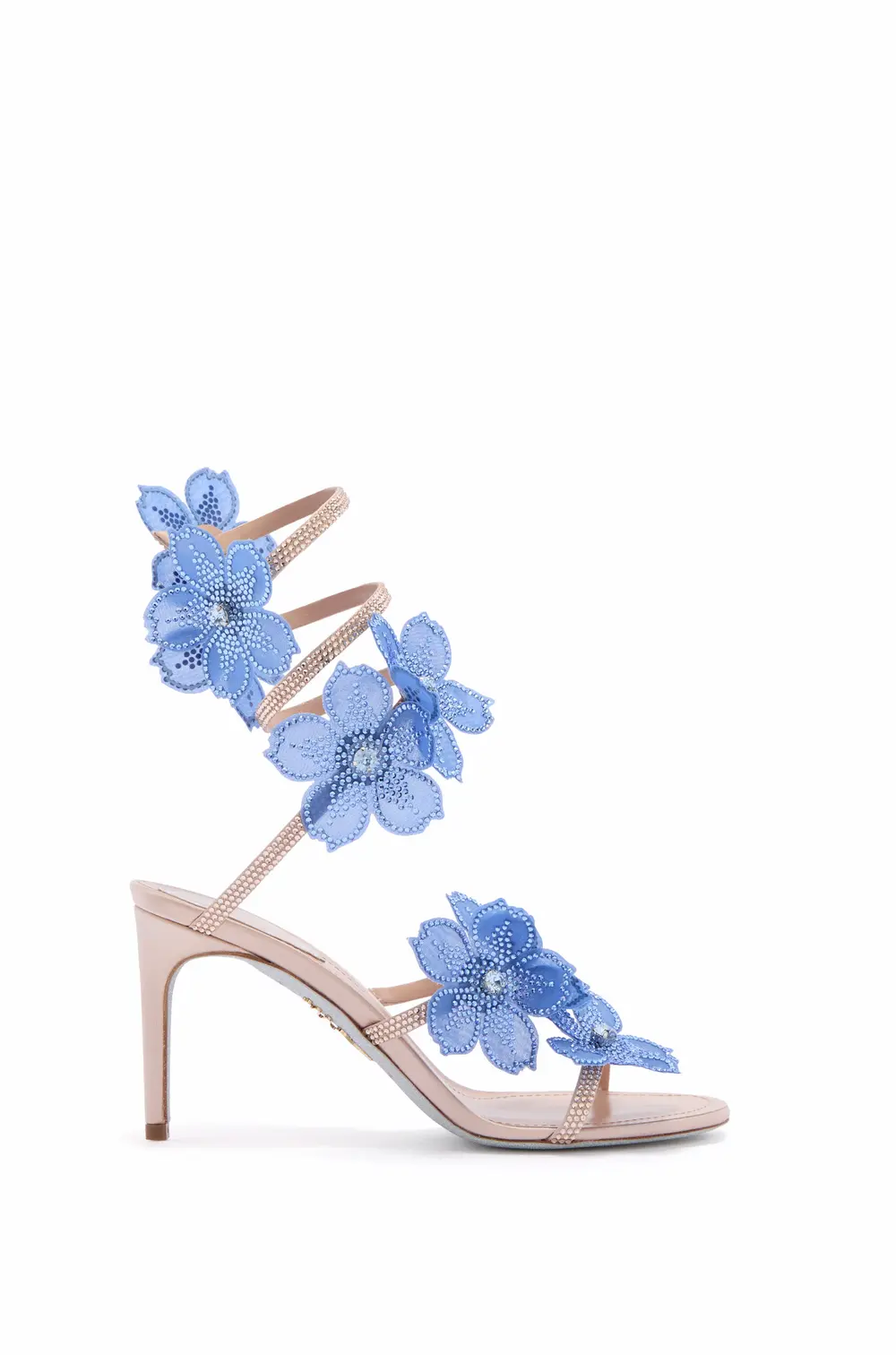 Rene Caovilla PEACH FLOWER BLUSH PINK AND BLUE SANDAL 80