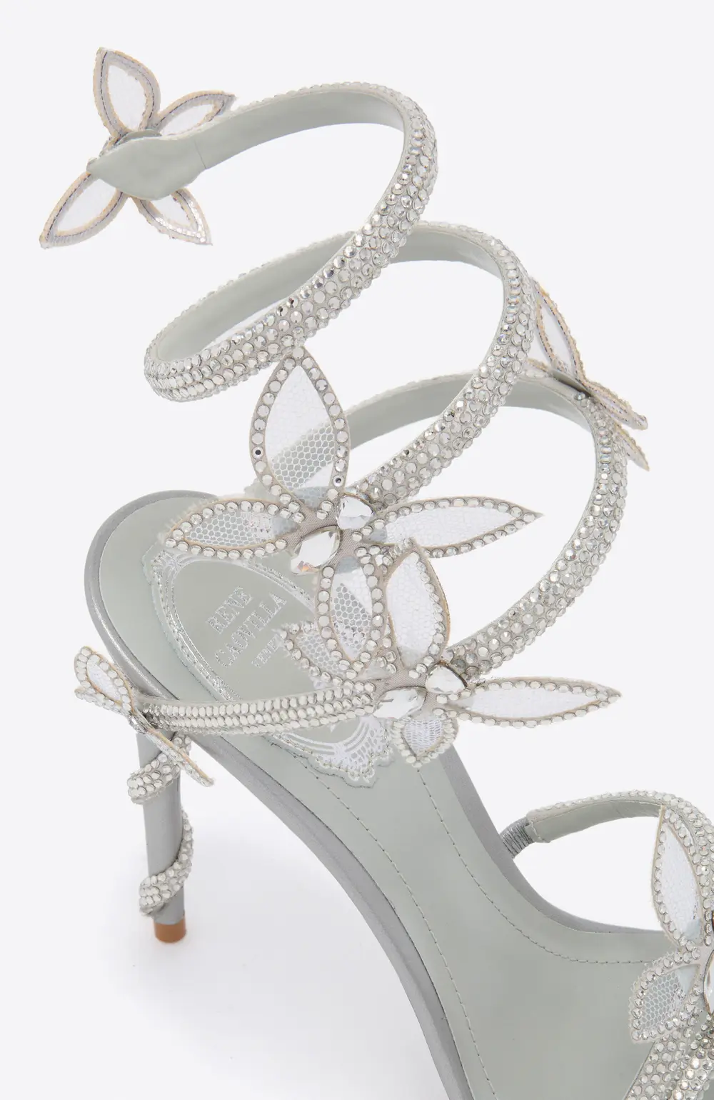 Rene Caovilla MARGOT METALLIC SILVER SANDAL 105