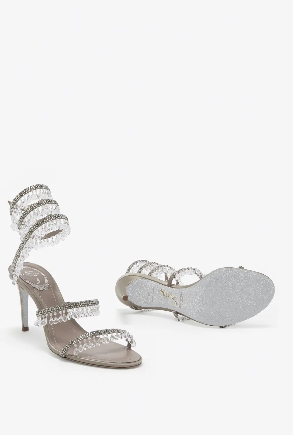 Rene Caovilla CHANDELIER DOVE GREY SANDAL 80