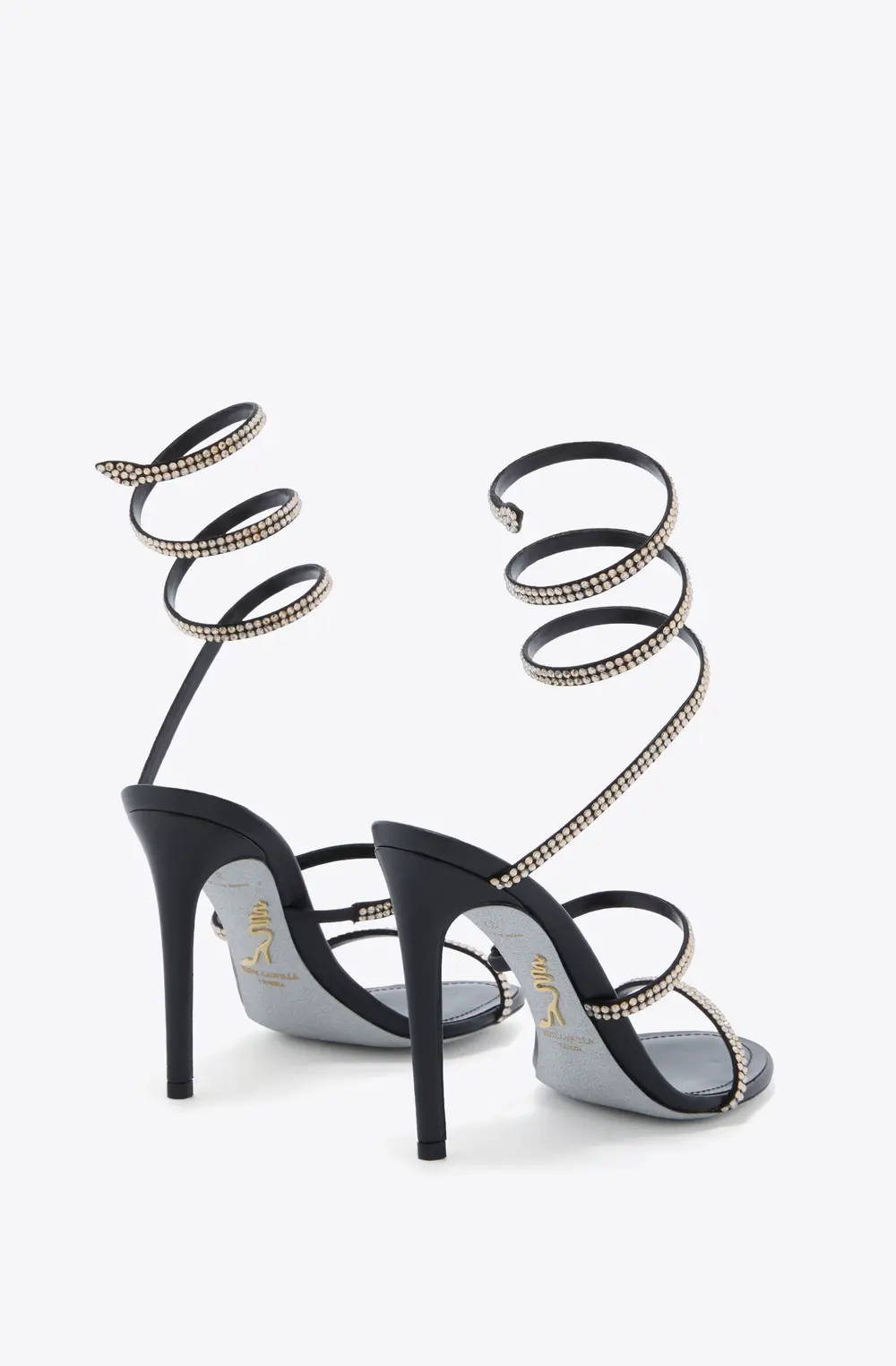 Rene Caovilla CLEO BLACK AND GOLD SANDAL 105
