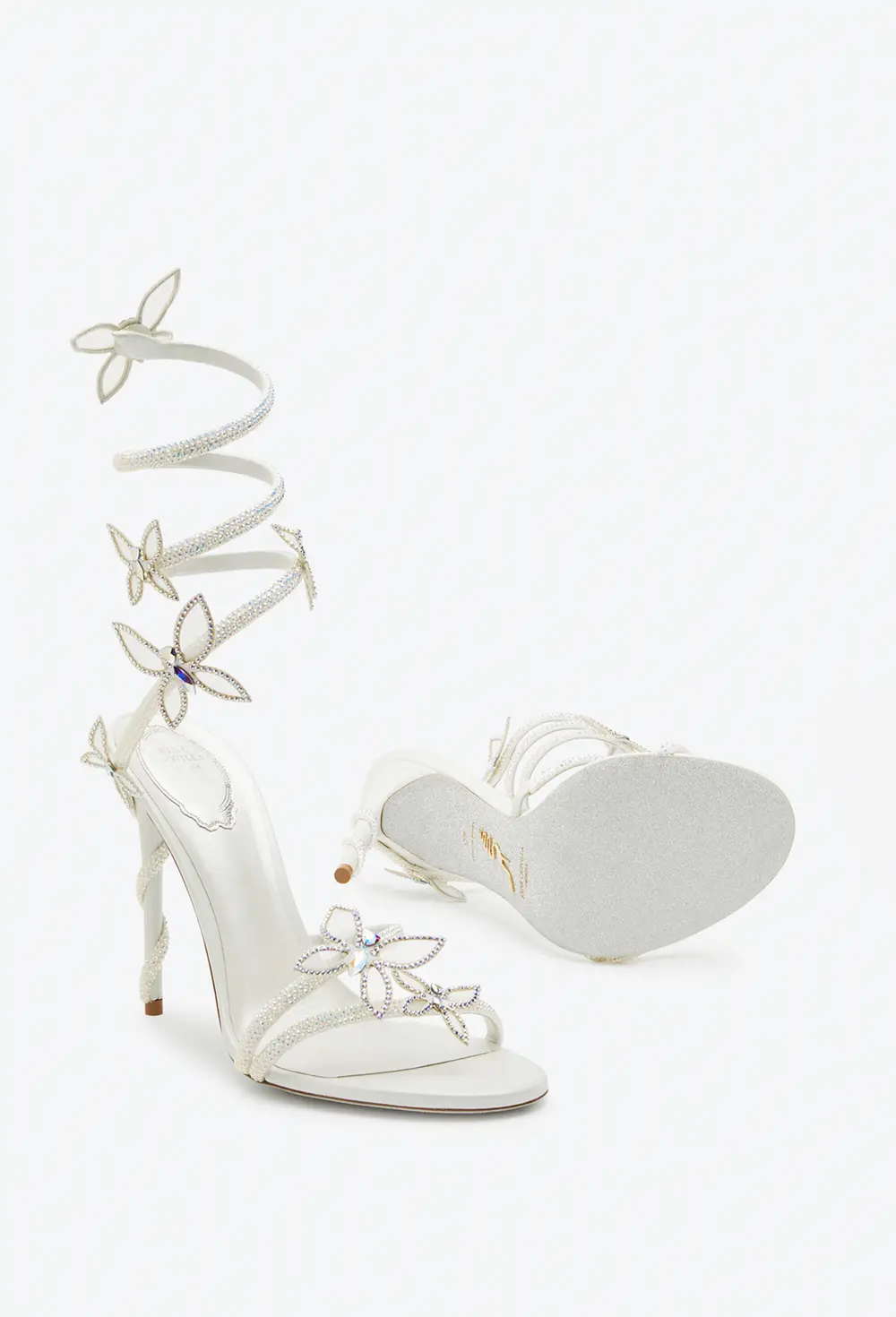 Rene Caovilla Margot white sandal with butterflies 105