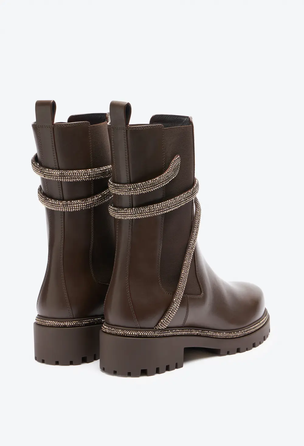 Rene Caovilla Cleo Crystal Chestnut Brown Bootie 25