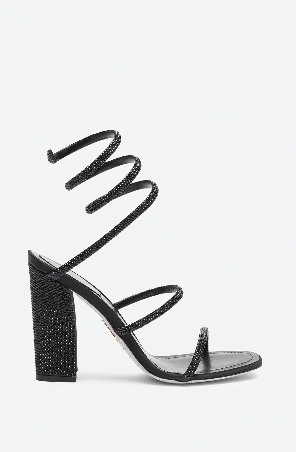 Rene Caovilla CLEO TOTAL BLACK SANDAL WITH SOUL HEEL 105