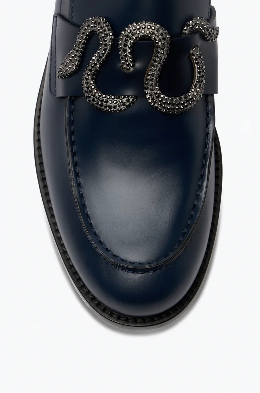 Rene Caovilla Morgana Blue Loafer With Black Matte Crystal 20