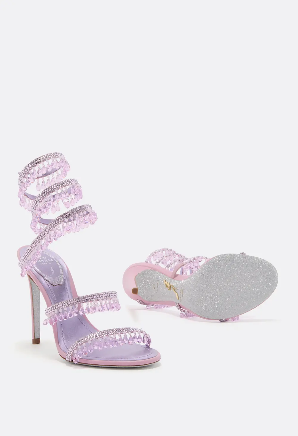 Rene Caovilla CHANDELIER METALLIC LILAC SANDAL 105