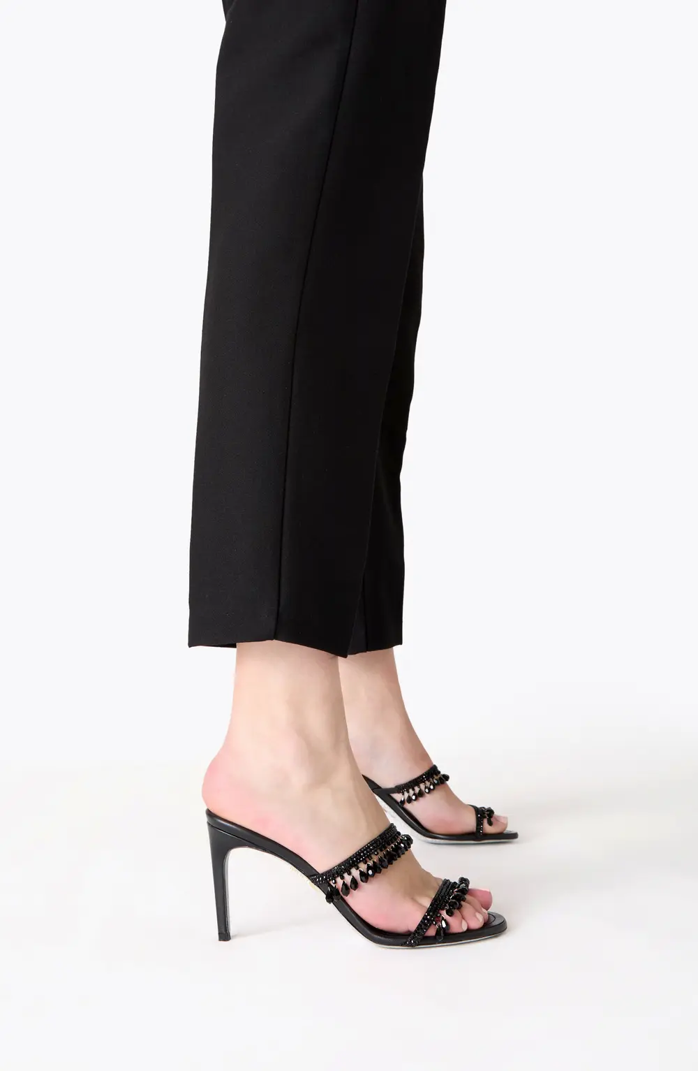 Rene Caovilla CHANDELIER BLACK MULE 80