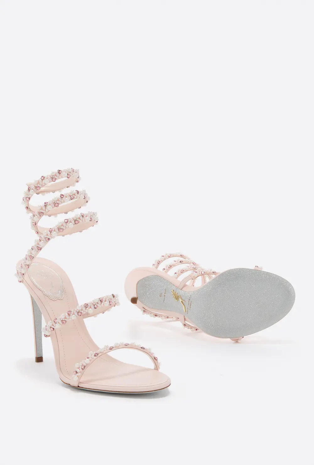 Rene Caovilla GOLDEN POWDER PINK SANDAL 80