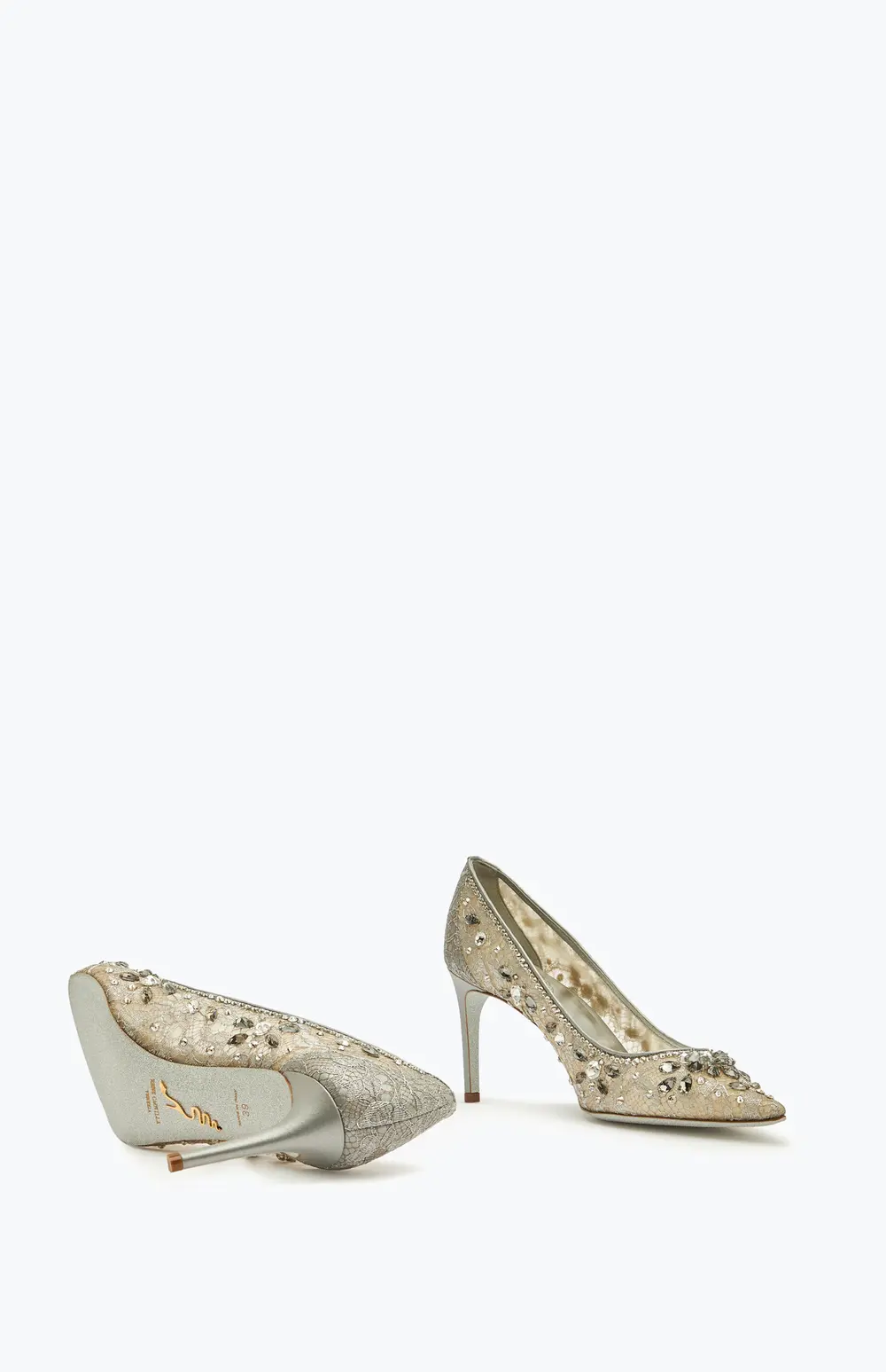 Rene Caovilla Cinderella Silver Pump 80
