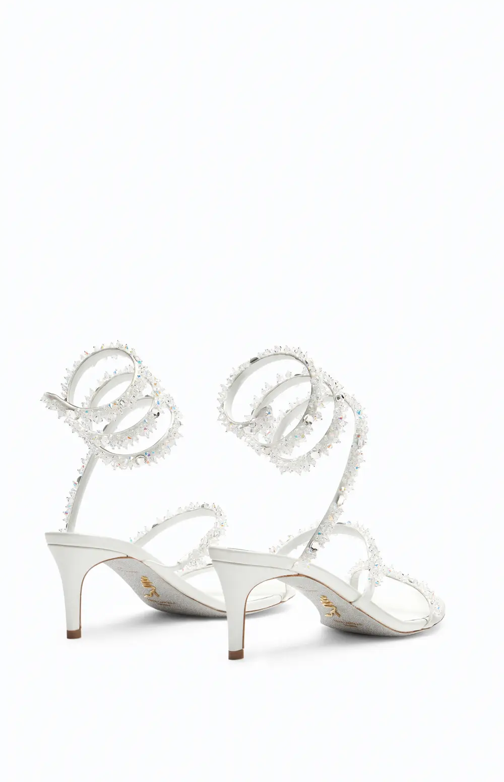 Rene Caovilla Cinderella White Sandal With Serpent 60
