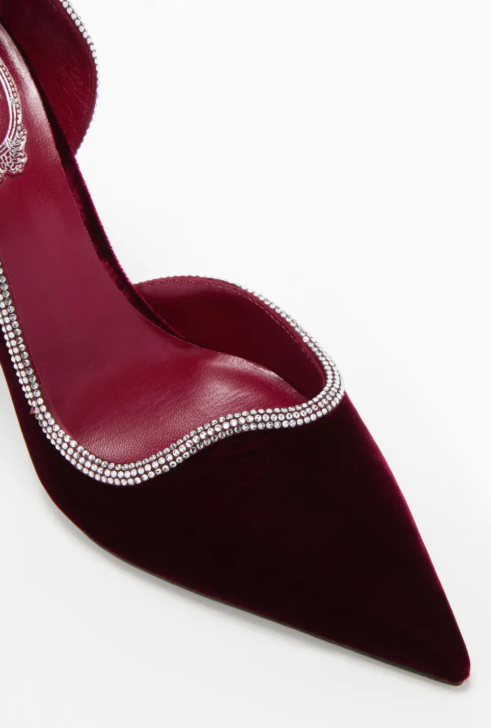 Rene Caovilla ONDA BURGUNDY VELVET PUMP 100