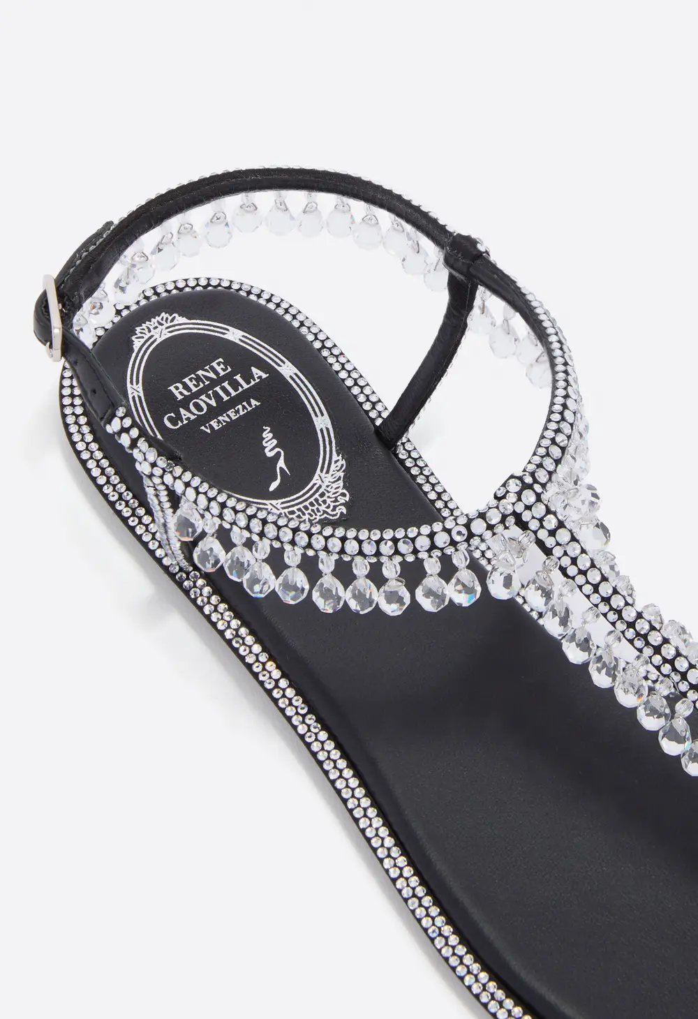 Rene Caovilla CHANDELIER BLACK THONG SANDAL 10
