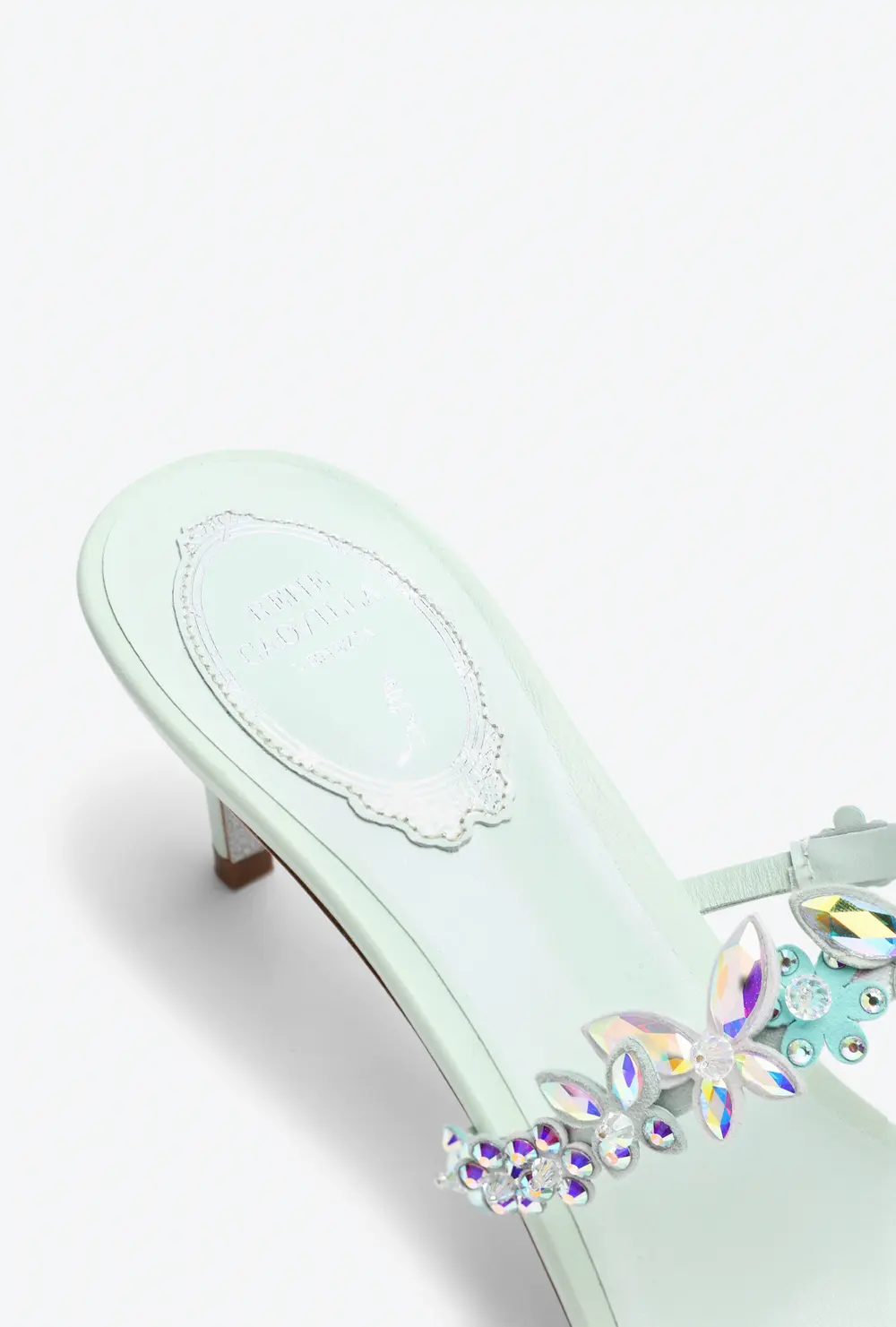Rene Caovilla Eden Green Mint Mule 60