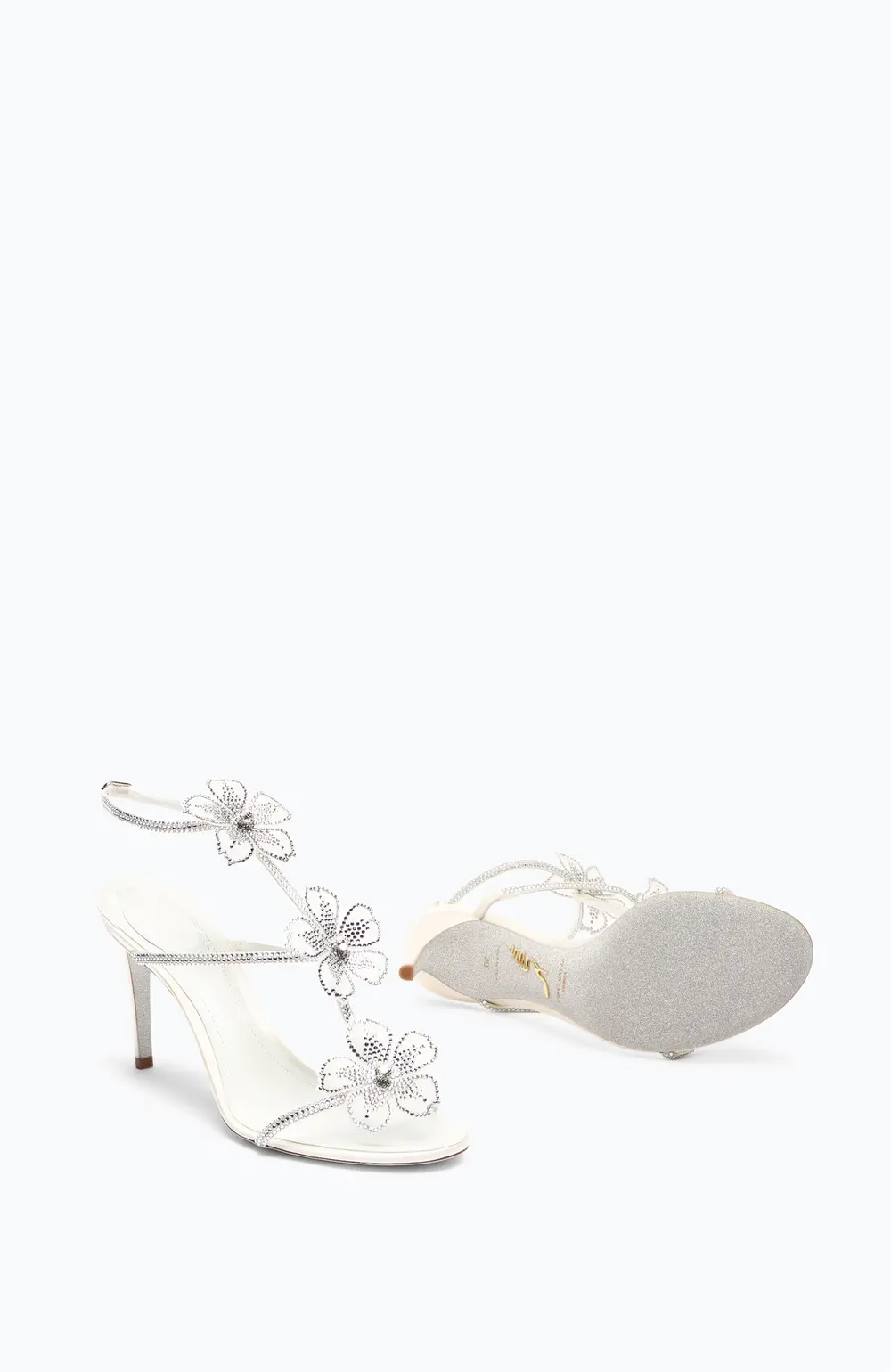 Rene Caovilla PEACH FLOWER IVORY SANDAL 80