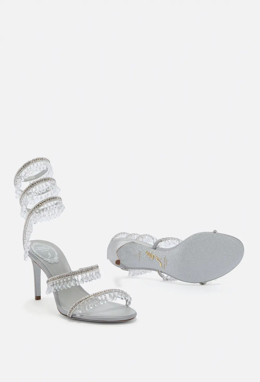 Rene Caovilla CHANDELIER SILVER SANDAL 80