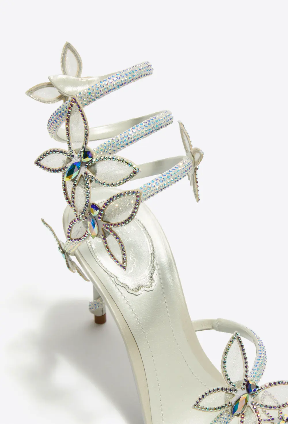 Rene Caovilla BUTTERFLOWER IVORY SATIN/CRYSTAL-TRANSMISSION ST SANDAL