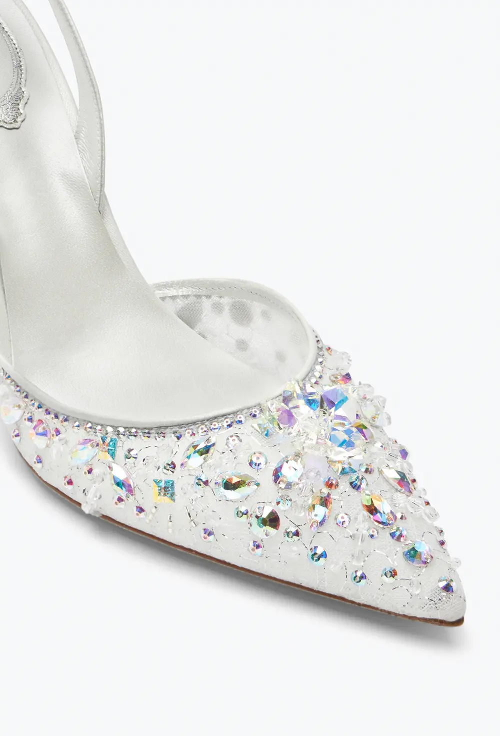 Rene Caovilla Cinderella White Slingback With Crystal 80