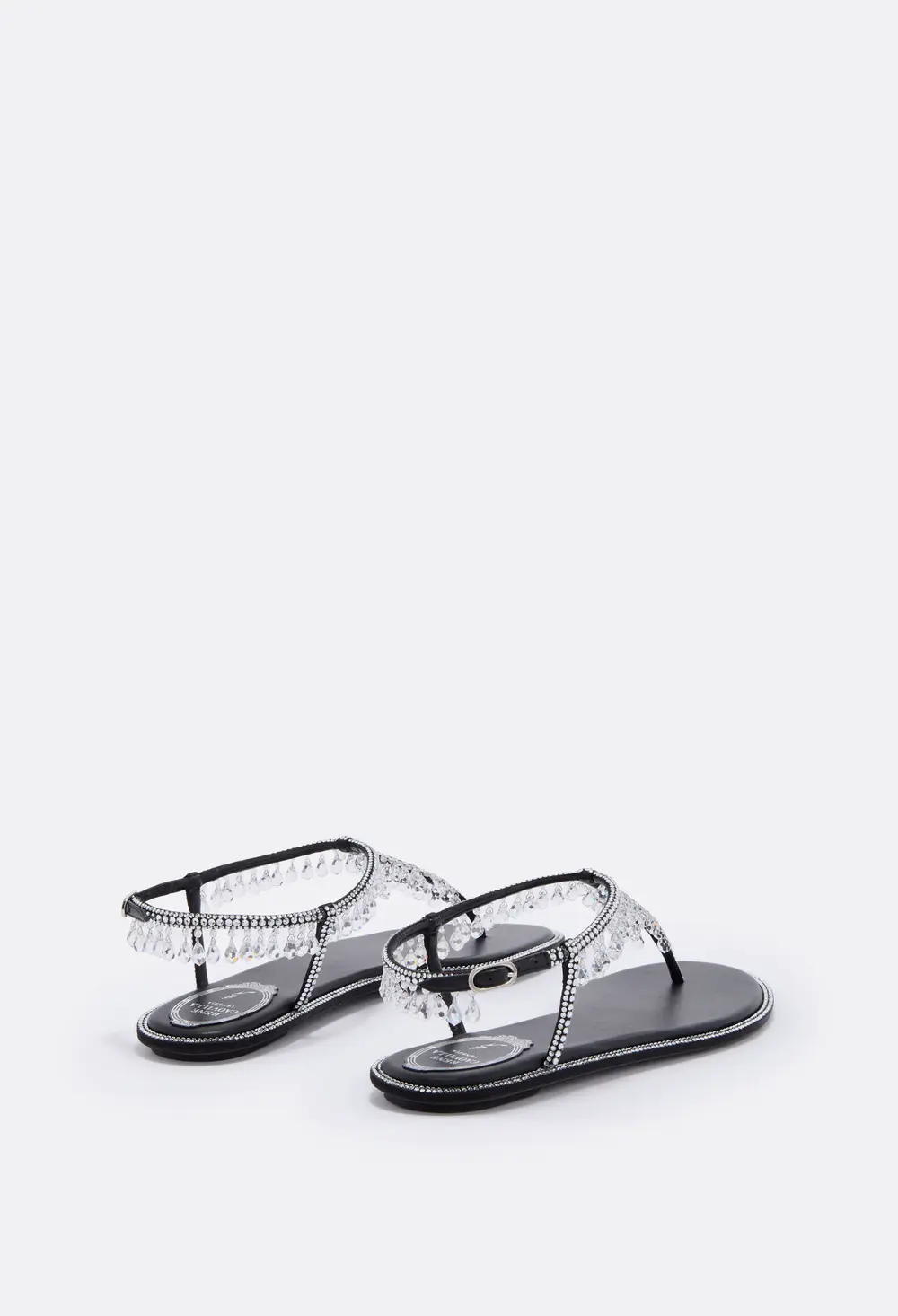 Rene Caovilla CHANDELIER BLACK THONG SANDAL 10