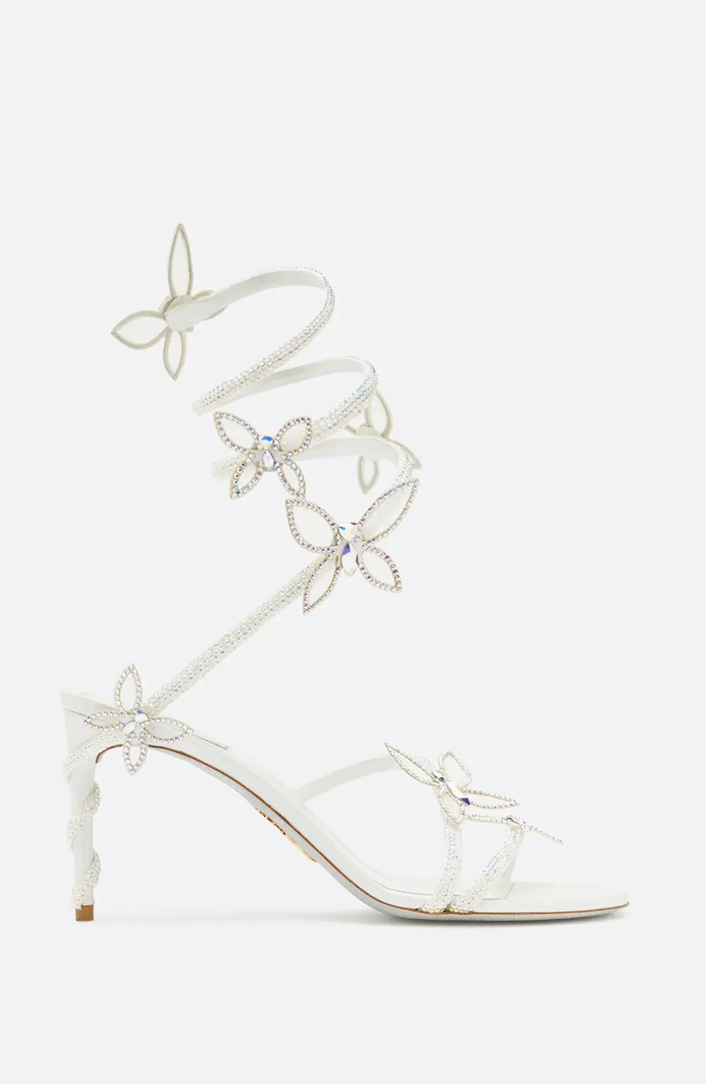 Rene Caovilla Margot white sandal with butterflies 80
