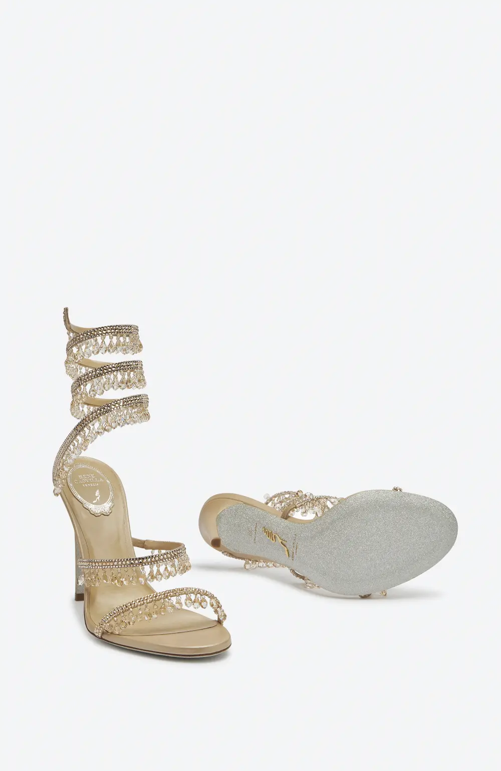 Rene Caovilla CHANDELIER CRYSTAL BEIGE SANDAL 105