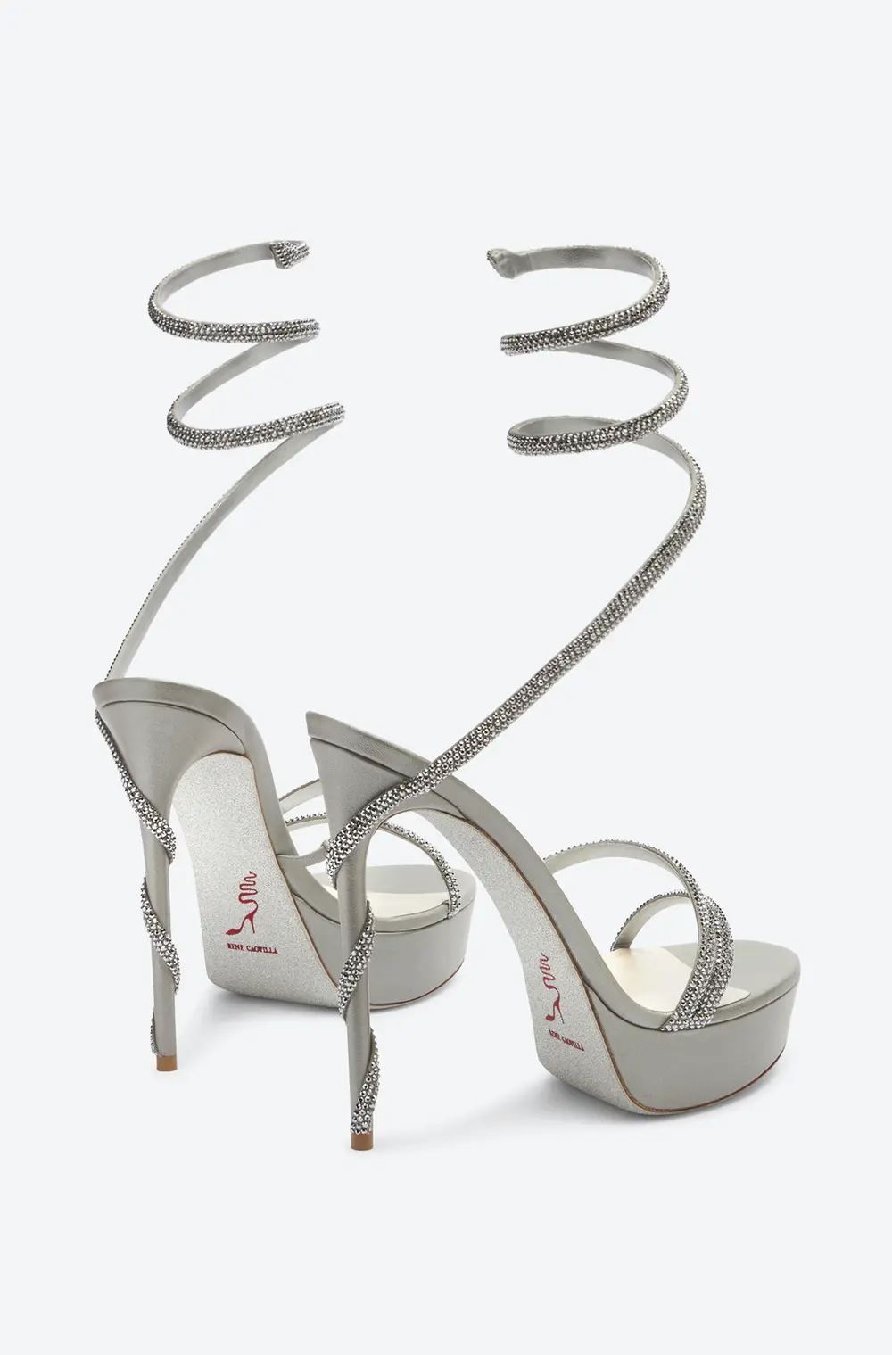 Rene Caovilla MARGOT CRYSTALS GRAY PLATFORM SANDAL 130