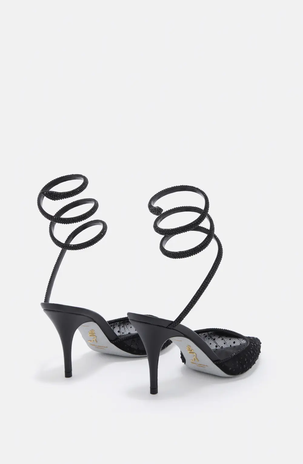 Rene Caovilla BELLE BLACK PUMP WITH SERPENT 80