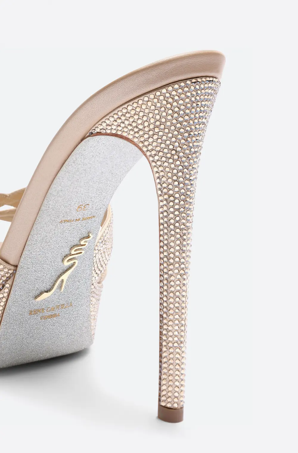 Rene Caovilla Dania Champagne Platform Mule 130