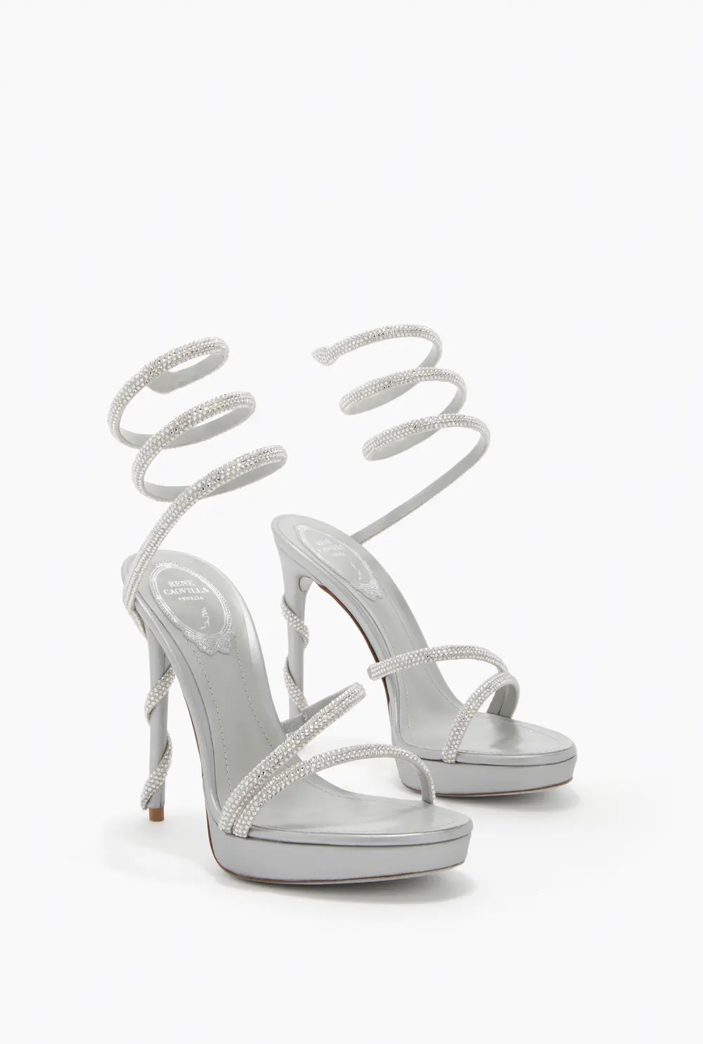 Rene Caovilla MARGOT PEARL GREY PLATFORM SANDAL 120