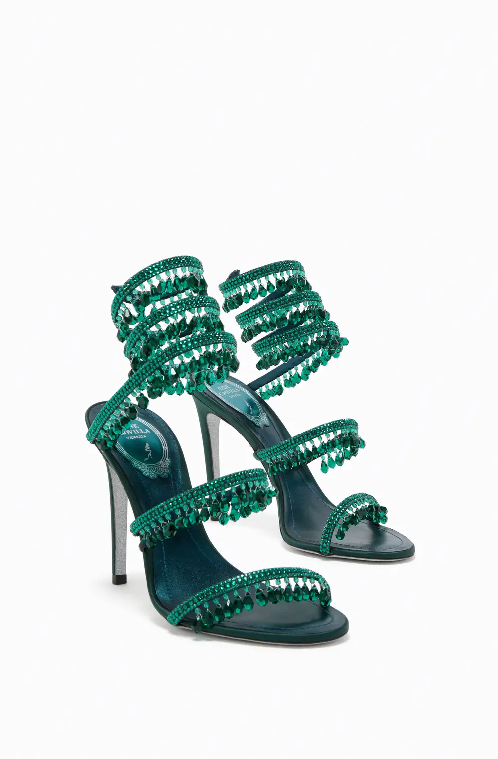 Rene Caovilla CHANDELIER EMERALD GREEN SANDAL 105