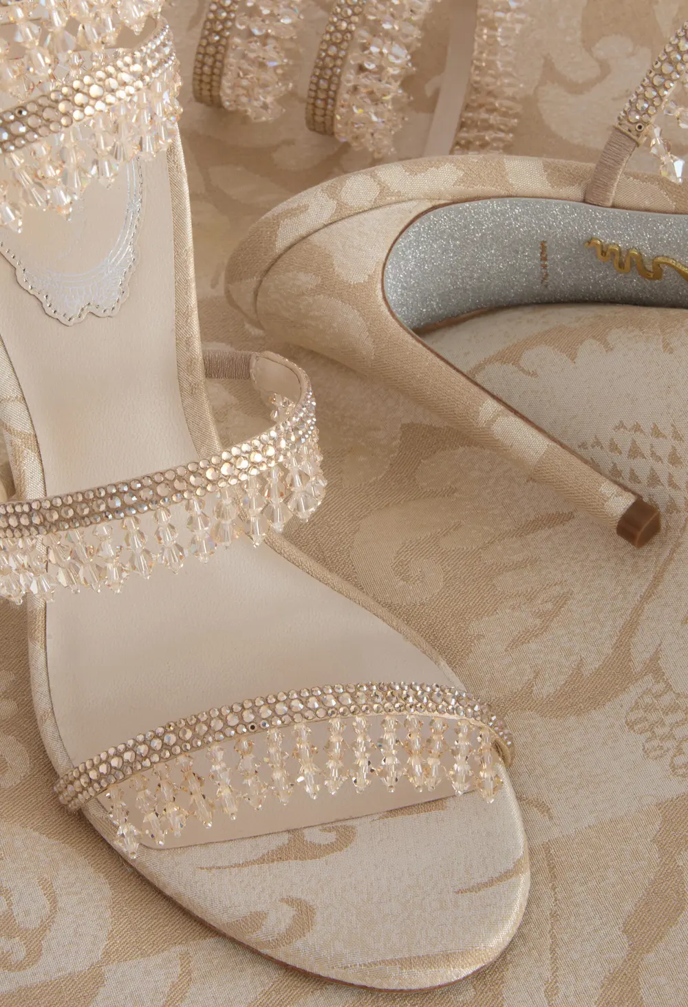 Rene Caovilla CHANDELIER SANDAL IN SAND DAMASK 105
