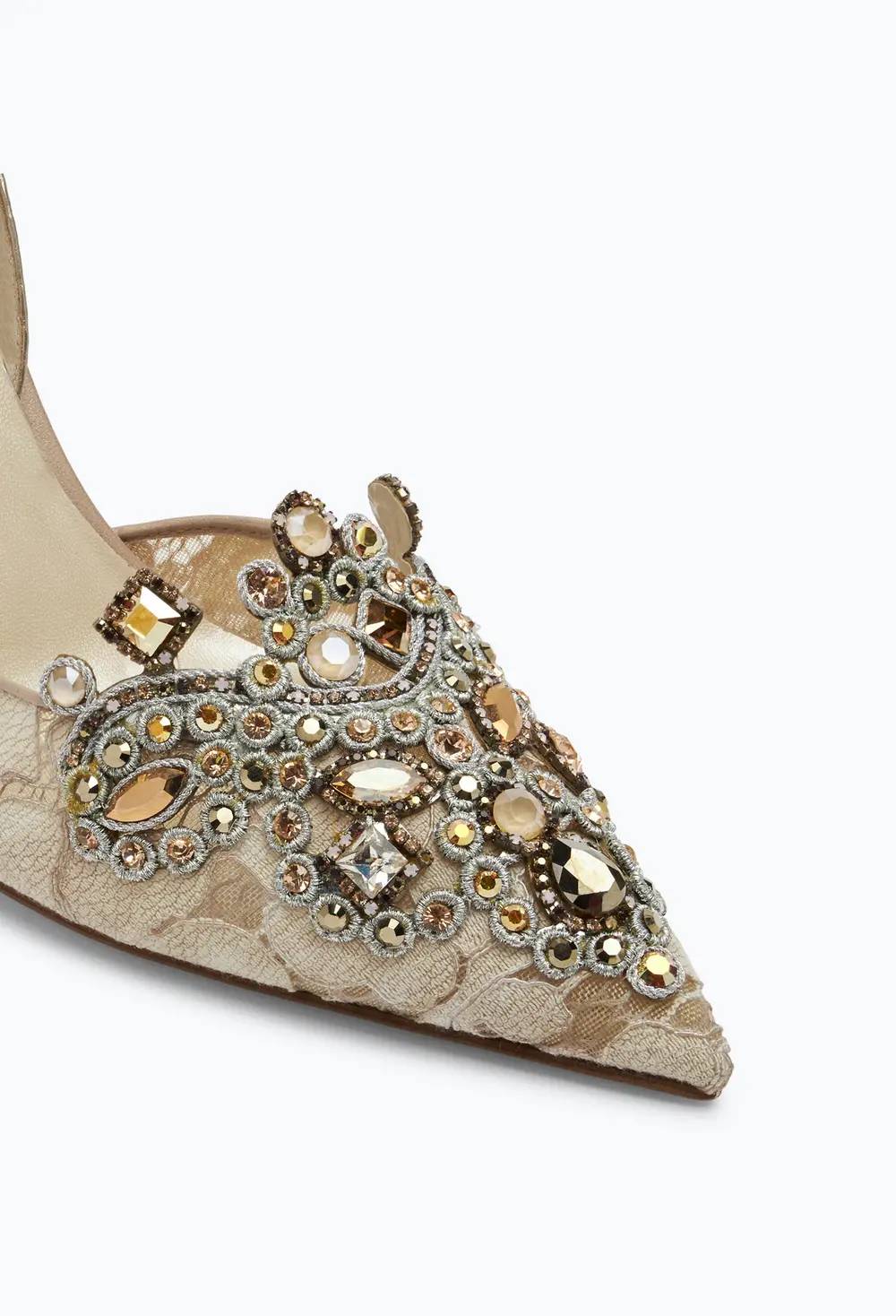 Rene Caovilla Gilt Decorated Slingbacks Veneziana
