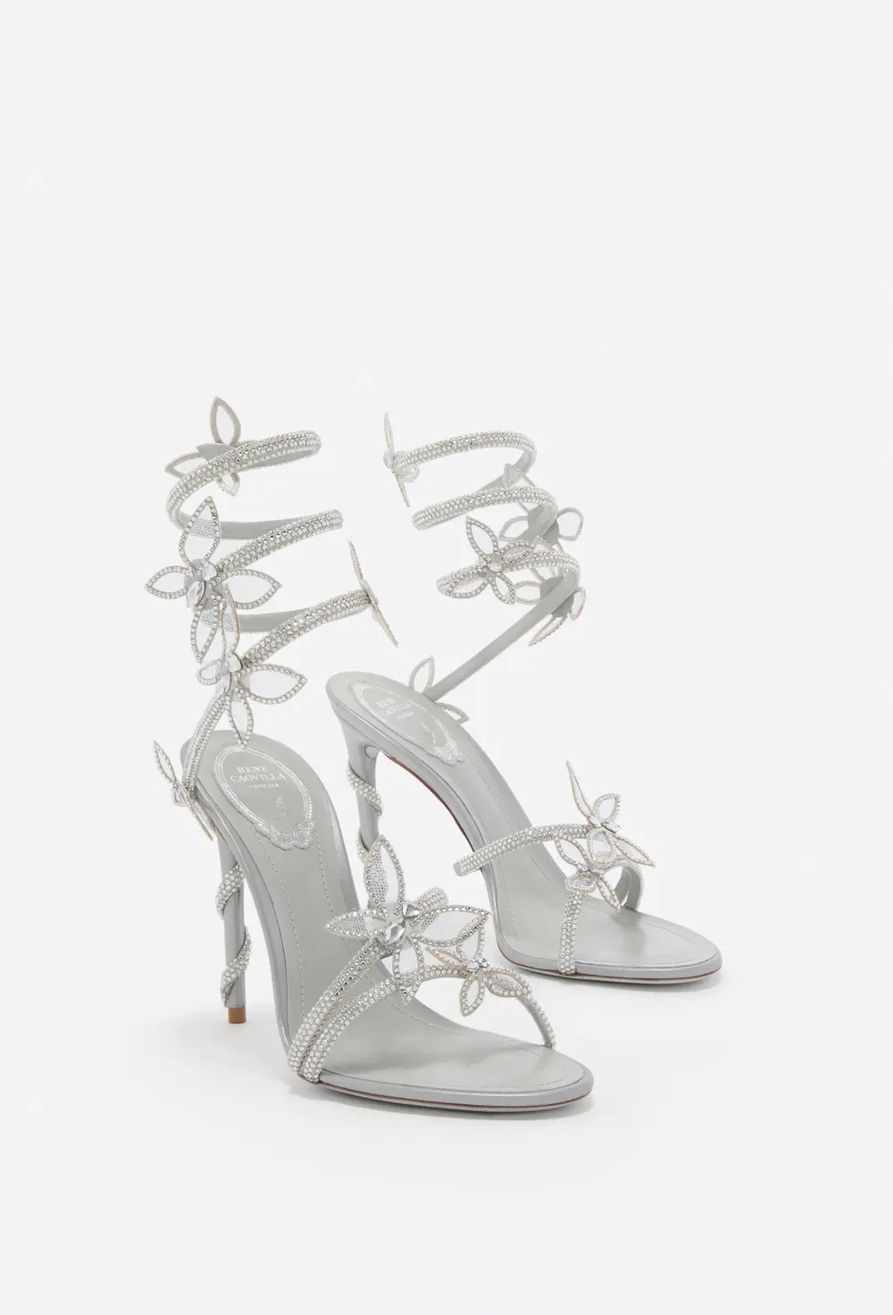 Rene Caovilla MARGOT METALLIC SILVER SANDAL 105