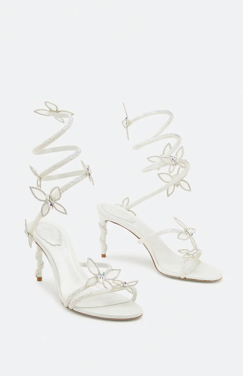 Rene Caovilla Margot white sandal with butterflies 80