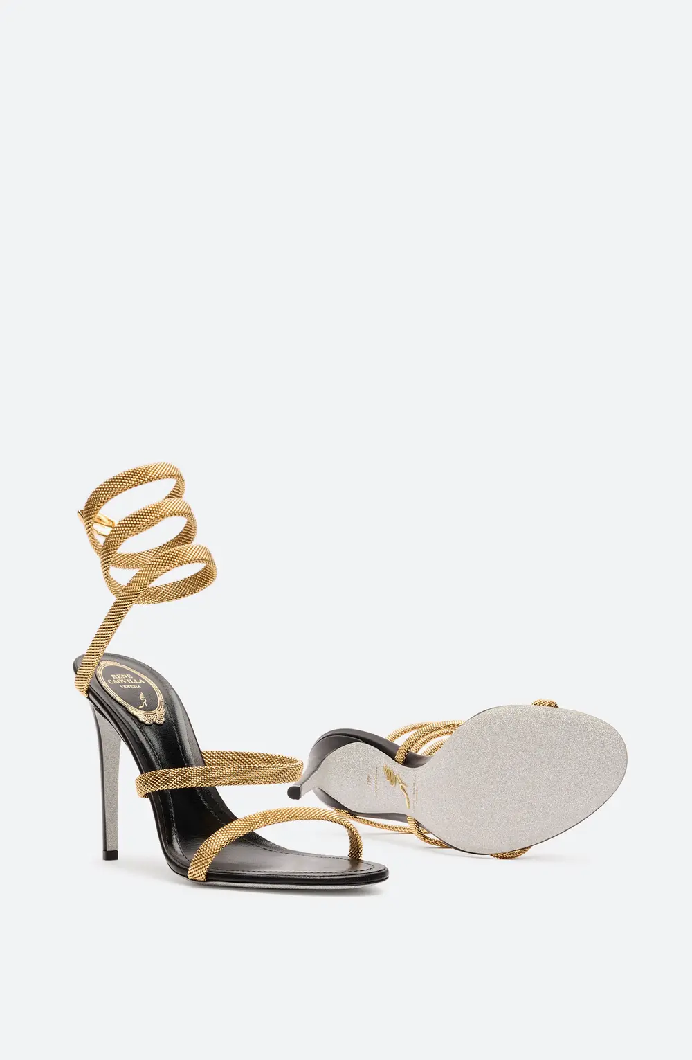 Rene Caovilla TRIGOLD CLEO BLACK-GOLD SANDAL 105
